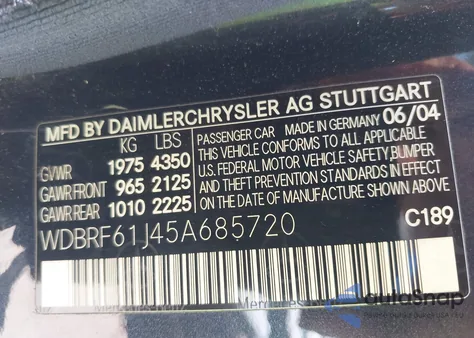 2005 Mercedes-Benz C 240 Luxury z USA, uszkodzony, nr VIN WDBRF61J45A685720